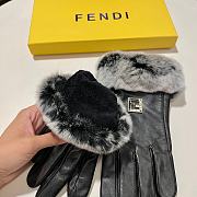 Kitlife Fendi Gloves Rabbit Wool Imported First-Class Sheepskin Leather Black Gold Hardware - 4