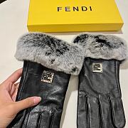 Kitlife Fendi Gloves Rabbit Wool Imported First-Class Sheepskin Leather Black Gold Hardware - 2