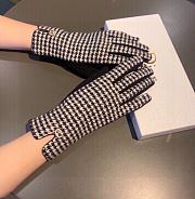 Kitlife Dior Gloves Houndstooth Velvet Leather White - 2