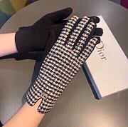 Kitlife Dior Gloves Houndstooth Velvet Leather White - 4