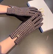 Kitlife Dior Gloves Houndstooth Velvet Leather Blue - 4