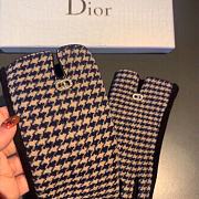 Kitlife Dior Gloves Houndstooth Velvet Leather Blue - 5