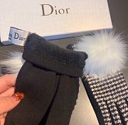 Kitlife Dior Gloves White Wool Houndstooth Velvet Leather White - 2