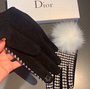 Kitlife Dior Gloves White Wool Houndstooth Velvet Leather White - 3