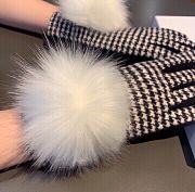 Kitlife Dior Gloves White Wool Houndstooth Velvet Leather White - 4