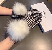 Kitlife Dior Gloves White Wool Houndstooth Velvet Leather White - 5