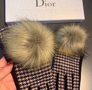 Kitlife Dior Gloves Brown Wool Houndstooth Velvet Leather White - 6