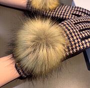 Kitlife Dior Gloves Brown Wool Houndstooth Velvet Leather White - 5