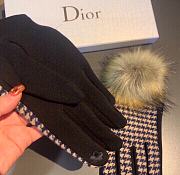 Kitlife Dior Gloves Brown Wool Houndstooth Velvet Leather White - 4