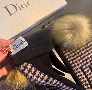 Kitlife Dior Gloves Brown Wool Houndstooth Velvet Leather White - 2
