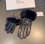 Kitlife Dior Gloves Rabbit Fur Sheepskin Embroidered Leather Black - 5