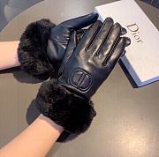 Kitlife Dior Gloves Rabbit Fur Sheepskin Embroidered Leather Black - 4