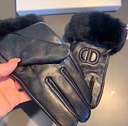 Kitlife Dior Gloves Rabbit Fur Sheepskin Embroidered Leather Black - 3