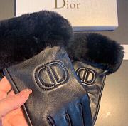 Kitlife Dior Gloves Rabbit Fur Sheepskin Embroidered Leather Black - 2