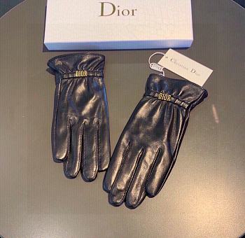 Kitlife Dior Gloves Sheepskin Leather Gold Hardware Black