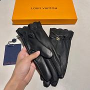 Kitlife Louis Vuitton Gloves Gold Logo Black Sheepskin Leather - 3