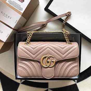 Gucci Marmont Matelasse Shoulder Bag Pink Nude - 26x15x7 cm