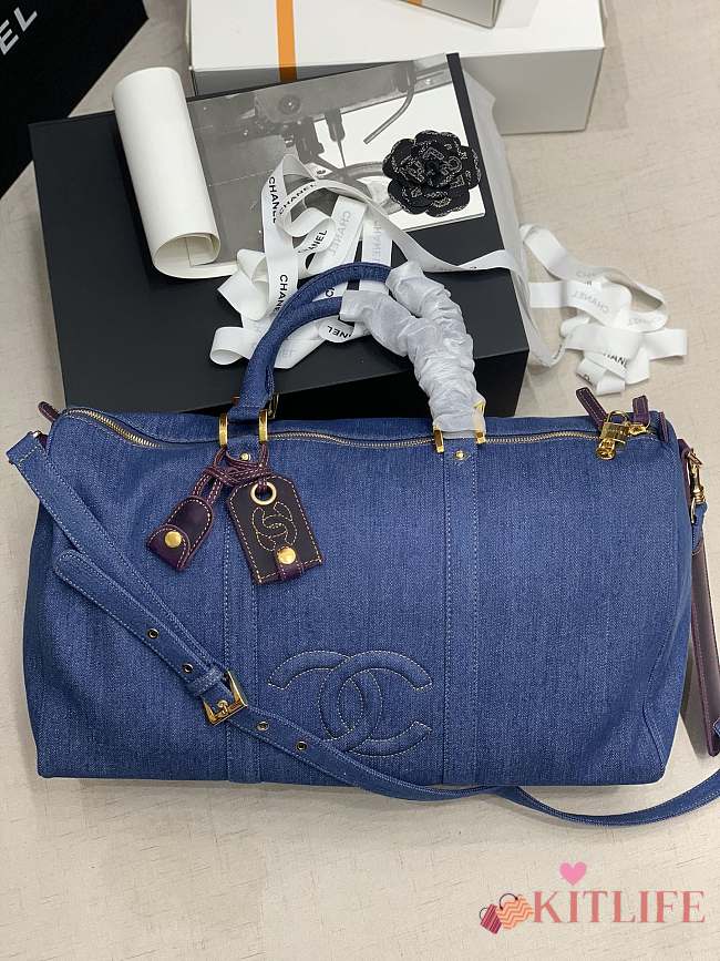 Kitlife Chanel Travel Bag Denim Canvas – 47x32x20 cm - 1