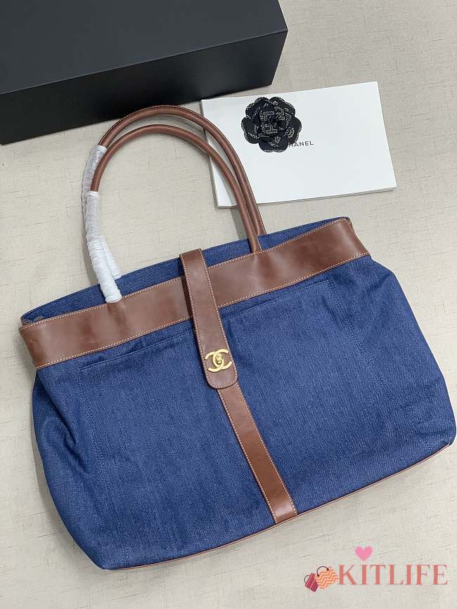 Kitlife Chanel Portable Tote Denim Canvas Double C Buckle – 44x37x12 cm - 1