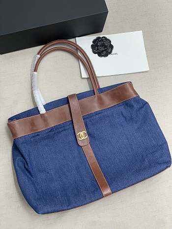 Kitlife Chanel Portable Tote Denim Canvas Double C Buckle – 44x37x12 cm