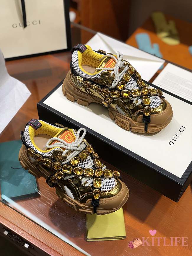 Kitlife Gucci Hiking Shoes High-Top Sneakers Gold - 1