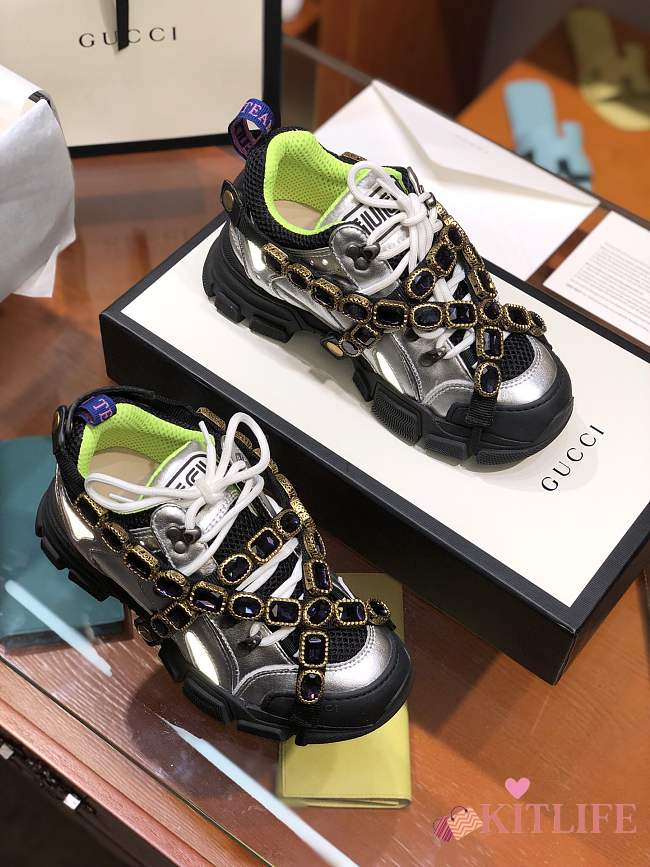 Kitlife Gucci Hiking Shoes High-Top Sneakers Silver - 1