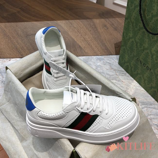 Kitlife Gucci Sneaker With Web White leather with blue detail at back - ‎670415 - 1