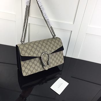 Kitlife Gucci Dionysus Small GG Shoulder Black and Bag Beige/ebony GG Supreme canvas – 28x18x9cm