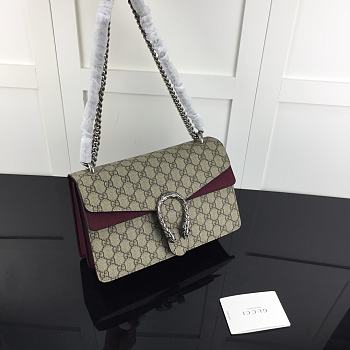 Kitlife Gucci Dionysus Small GG Shoulder Burgundy and Bag Beige/ebony GG Supreme canvas – 28x18x9cm