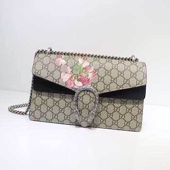 Kitlife Gucci Re-edition Dionysus Small GG Bloom Shoulder Bag Black Beige/ebony GG Supreme canvas – 28x18x9cm