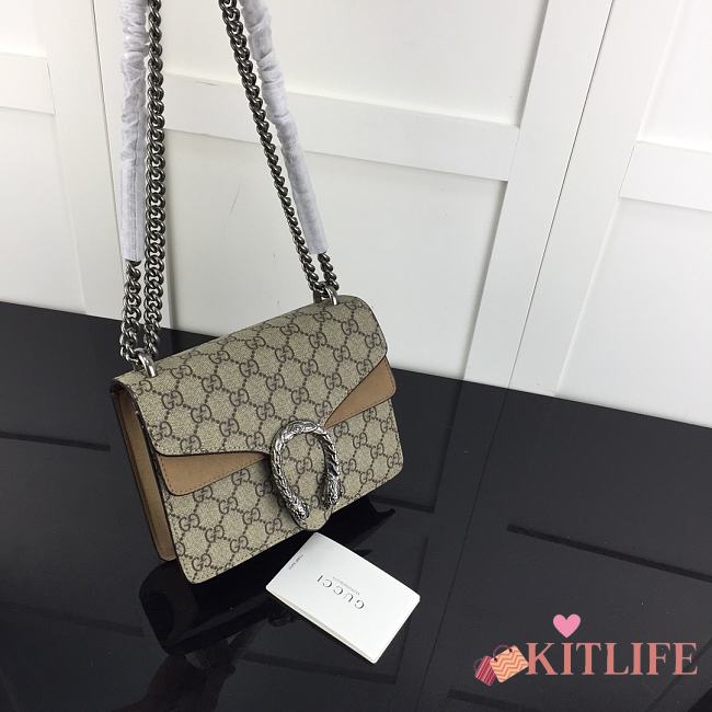 Kitlife Gucci Dionysus Small GG Shoulder Bag Beige/ebony GG Supreme canvas –20x15x5cm - 1