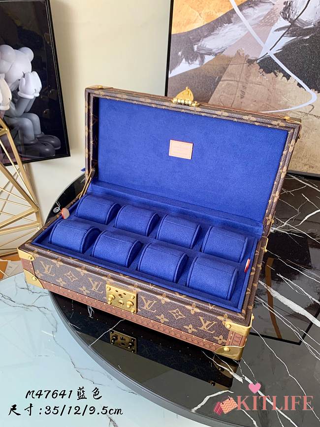 Kitlife Louis Vuitton Coffret Blue 8 Watch Case Monogram Canvas - M47641 - 35 x 12 x 19.5 cm  - 1