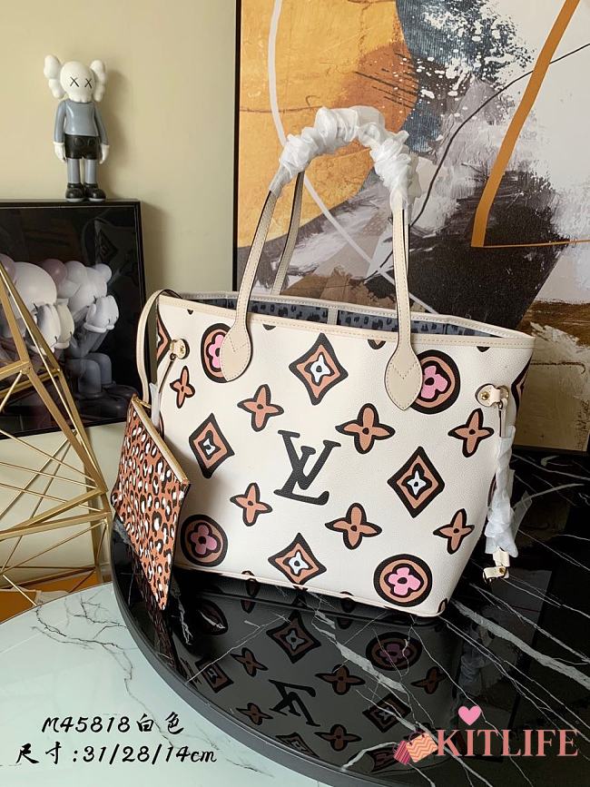Kitlife Louis Vuitton Neverfull Medium Wild at Heart capsule White - M45818 - 31 x 28 x 14 cm  - 1