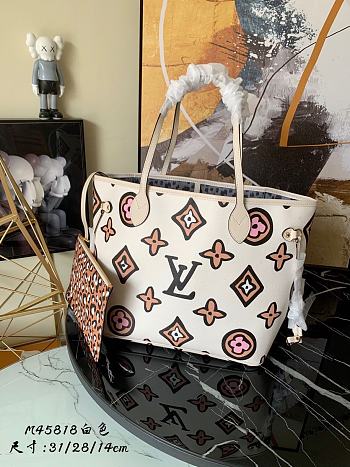 Kitlife Louis Vuitton Neverfull Medium Wild at Heart capsule White - M45818 - 31 x 28 x 14 cm 