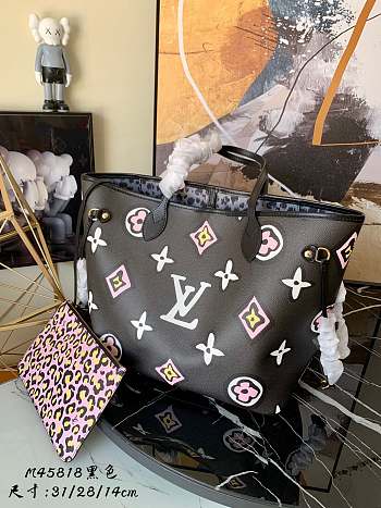 Kitlife Louis Vuitton Neverfull Medium Wild at Heart capsule Black - M45818 - 31 x 28 x 14 cm 