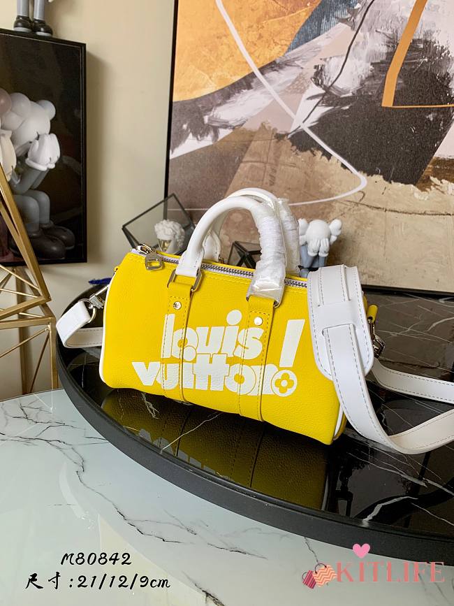 Kitlife Louis Vuitton Keepall XS handbag Yellow Cowhide Leather - M80842 - 21 x 12 x 9 cm  - 1