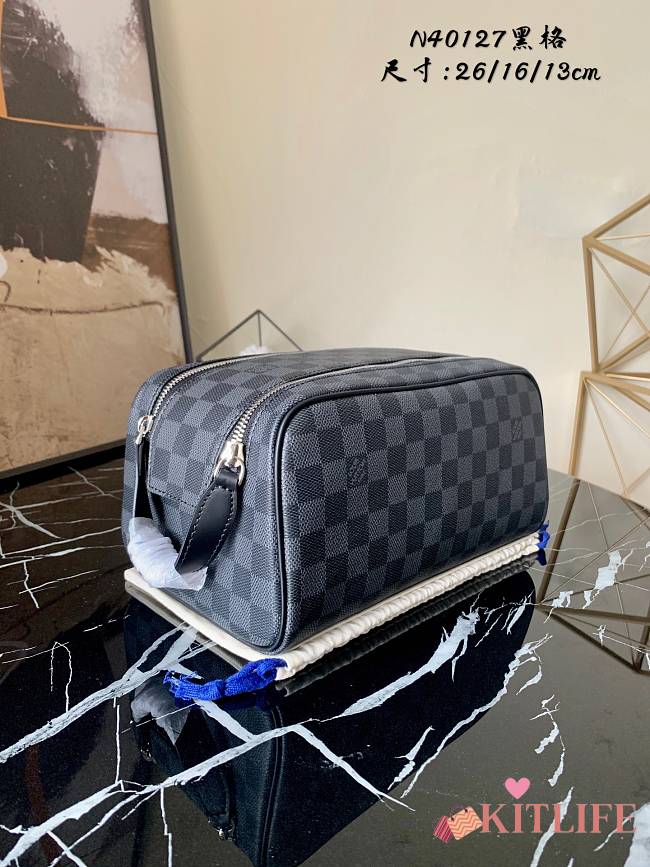 Kitlife Louis Vuitton DOPP KIT TOILET POUCH Damier Graphite Canvas - M45755 -26x16x13cm - 1