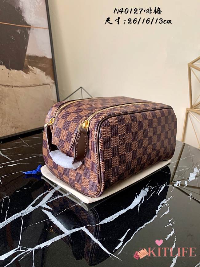 Kitlife Louis Vuitton DOPP KIT TOILET POUCH Damier Graphite Canvas Brown - N40127 -26x16x13cm - 1