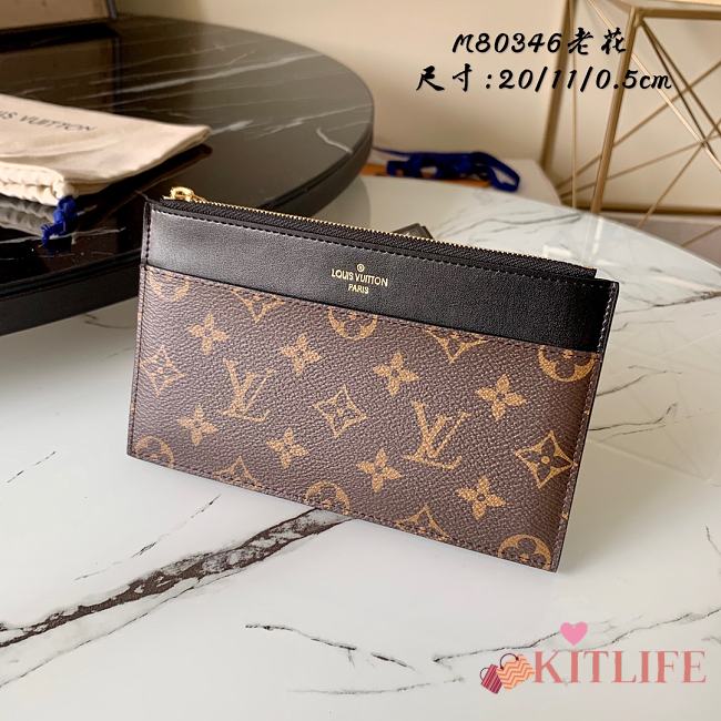 Kitlife Louis Vuitton Presbyopia Slim Purse Clutch Monogram canvas Dark Brown – M80346  - 20 x 11 x 0.5 cm - 1