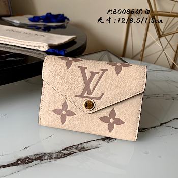 Kitlife Louis Vuitton VICTORINE WALLET Bicolor Monogram Empreinte Leather Cream / Bois de Rose Pink - M80086 - 12 x 9.5 x 1.5 cm