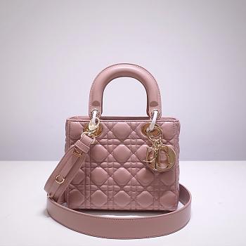 Kitlife Dior Lady Matte Pink Lambskin - 20x17x9cm