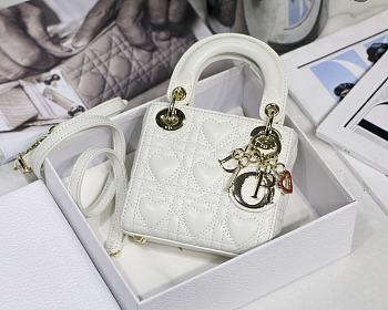 Kitlife Dior Lady Micro Amour Cannage Lambskin White - 12x10x5cm