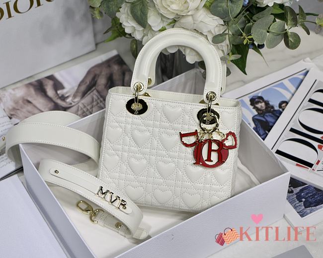 Kitlife Dior Lady Small Amour Cannage Lambskin White - 20x16.5x8cm - 1