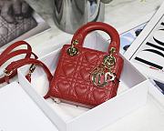 Kitlife Dior Lady Micro Amour Cannage Lambskin Red - 12x10x5cm - 1