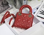 Kitlife Dior Lady Micro Amour Cannage Lambskin Red - 12x10x5cm - 4
