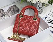 Kitlife Dior Lady Mini Amour Cannage Lambskin Red - 17x15x5cm - 4