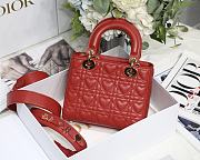 Kitlife Dior Lady Small Amour Cannage Lambskin Red - 20x16.5x8cm - 4