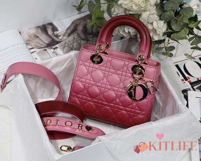 Kitlife Dior Lady Small My ABCDior Bag Cannage Lambskin Gradient Pink - M6016 - 20x16.5x8 cm - 1