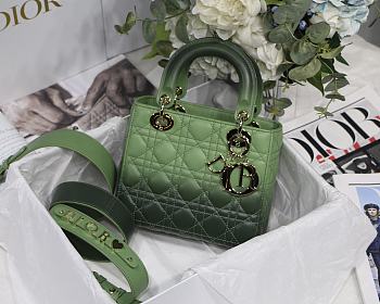 	 Kitlife Dior Lady Small My ABCDior Bag Cannage Lambskin Gradient Green - M6016 - 20x16.5x8 cm