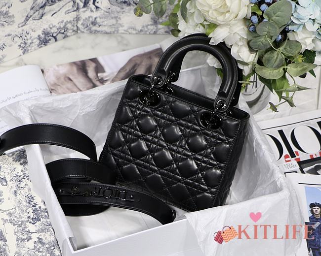 Kitlife Dior Lady Small My ABCDior Bag UltraMatte Cannage Lambskin Black - M8001 - 20x16.5x8 cm  - 1